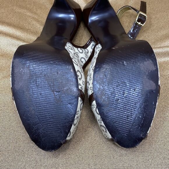 Guess Monogram Peep Toe Platform Slingback Heels - Picture 13 of 13